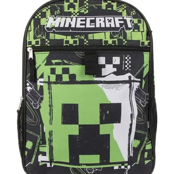 NWT‎ Bioworld Boys Minecraft Backpack Set Creeper with Lunchbox & Accessories - Picture 2 of 5